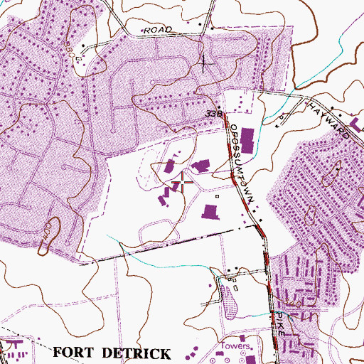 Topographic Map of Frederick Community College, MD
