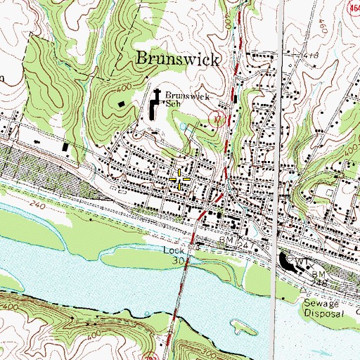 Topographic Map of Brunswick Post Office, MD