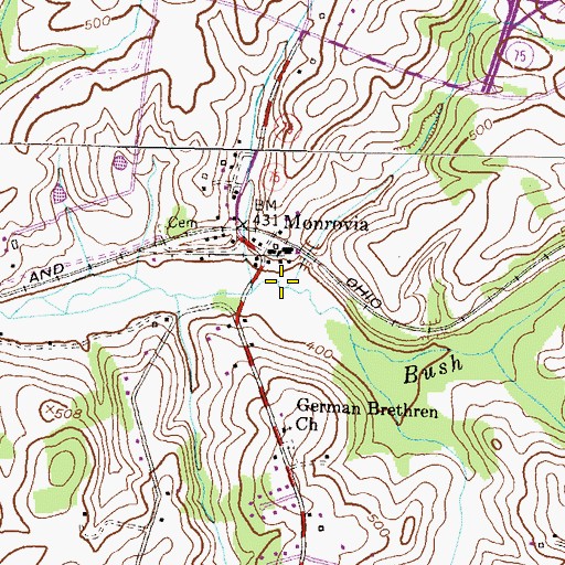 Topographic Map of Davis Branch, MD