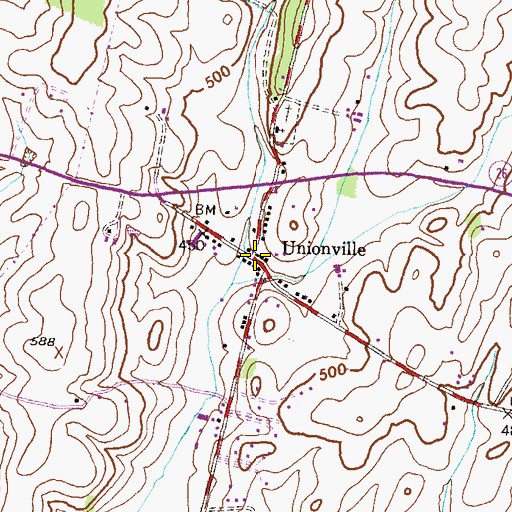 Topographic Map of Unionville Post Office, MD