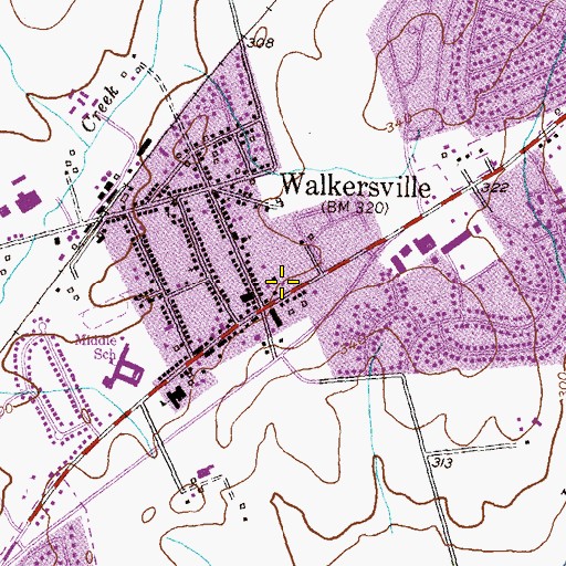 Topographic Map of Walkersville Post Office, MD