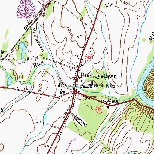 Topographic Map of Buckeystown Historic District, MD