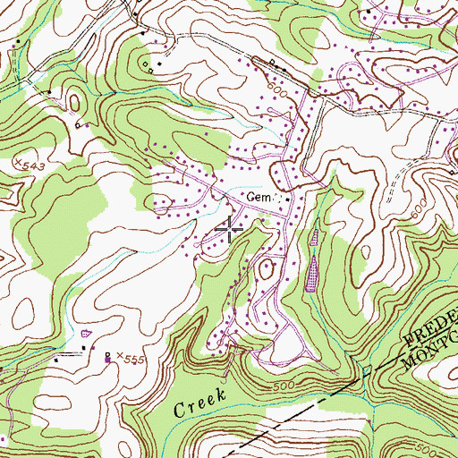 Topographic Map of Green Hills, MD