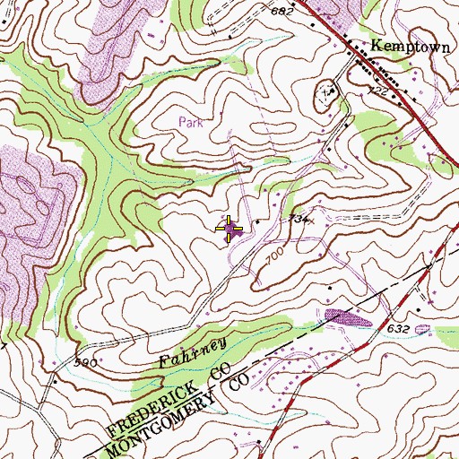 Topographic Map of Kemptown Elementary School, MD