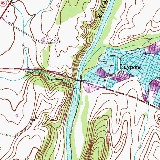 Topographic Map of Lily Pons Bridge, MD