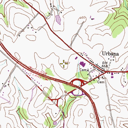 Topographic Map of Urbana Community Park, MD