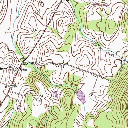 Topographic Map of Yingling Cemetery, MD