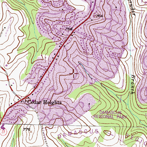 Topographic Map of Cedar Heights Estates, MD