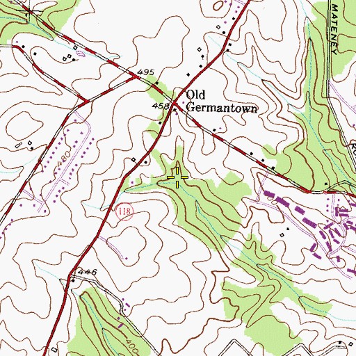 Topographic Map of Old Germantown Park, MD