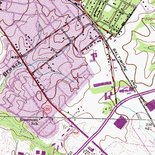 Topographic Map of Walnut Hill, MD