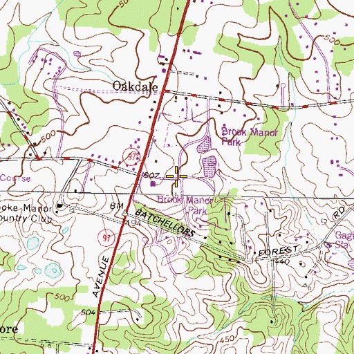 Topographic Map of Brook Manor Park, MD