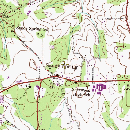 Topographic Map of Sandy Spring Meadow, MD