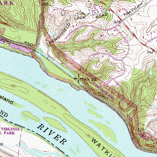 Topographic Map of Lock 22, MD