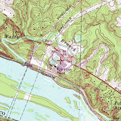 Topographic Map of Rockville Water Treatment Plant, MD