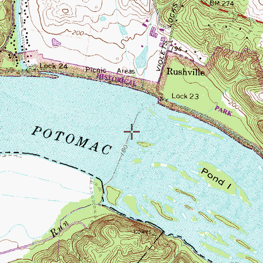 Topographic Map of Rowsers Ford, MD