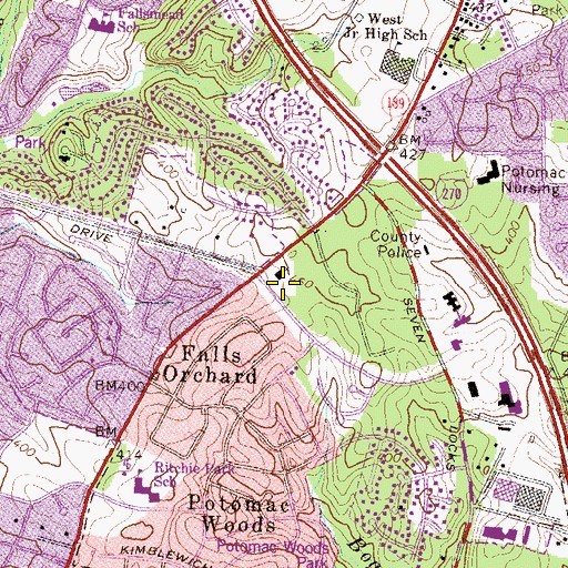 Topographic Map of Orchard Ridge Park, MD