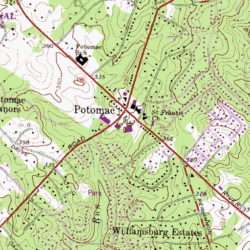 Topographic Map of Potomac Place Shopping Center, MD