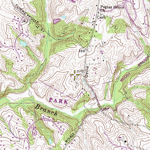 Topographic Map of Travilah Acres, MD