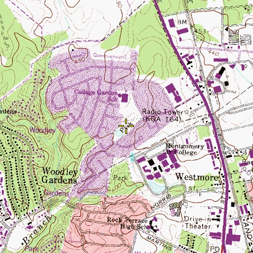Topographic Map of College Garden Park, MD