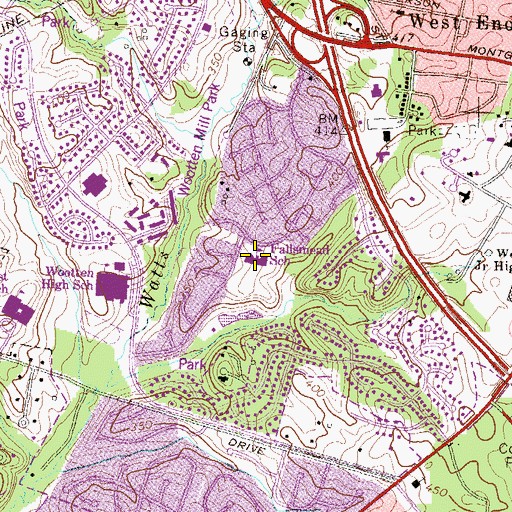 Topographic Map of Fallsmead Elementary School, MD