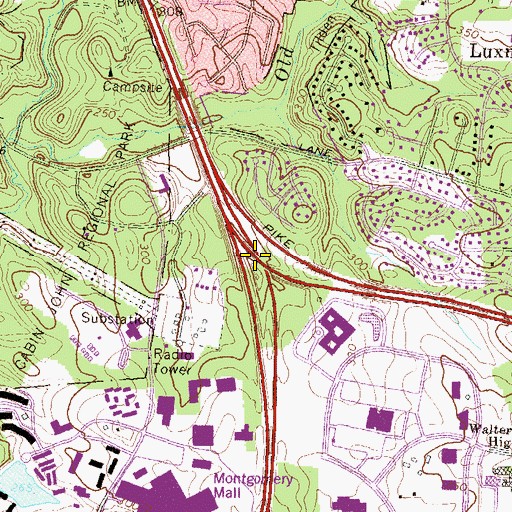 Topographic Map of Interchange 2, MD