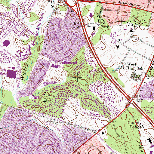 Topographic Map of Rockmead Park, MD