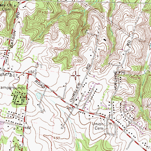 Topographic Map of Burtonsville Park, MD