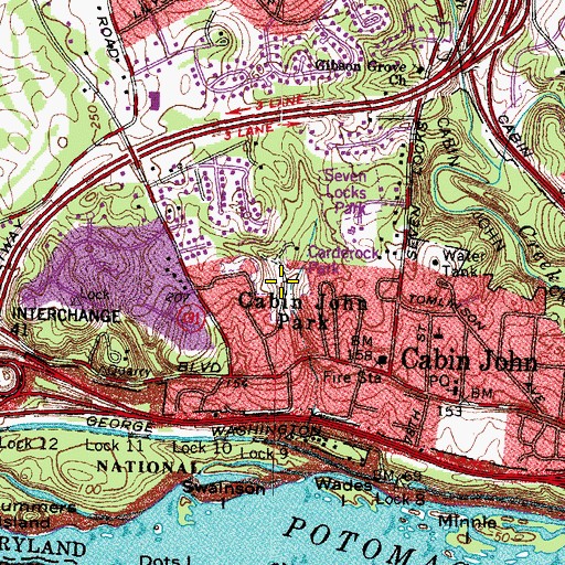 Topographic Map of Carderock Park, MD