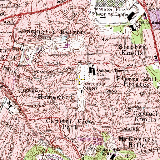 Topographic Map of Homewood-Capital View Park, MD