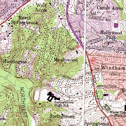Topographic Map of Meadowood Park, MD