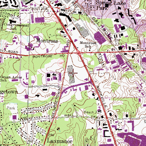 Topographic Map of Mid-Pike Plaza Shopping Center, MD