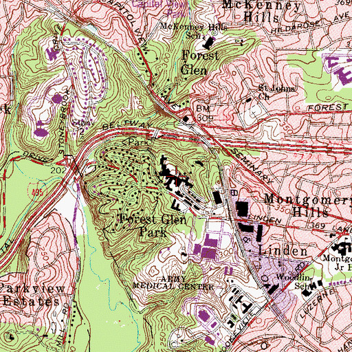 Topographic Map of National Park Seminary, MD