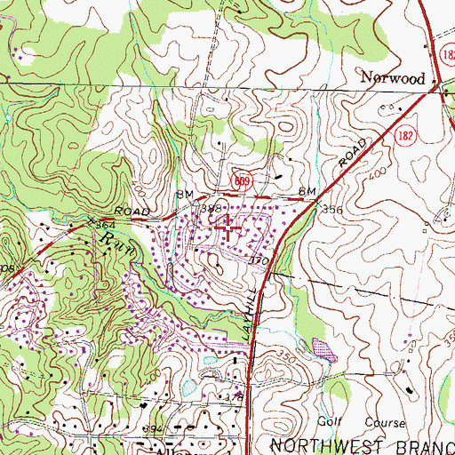 Topographic Map of Norwood Village, MD