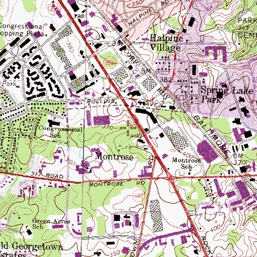 Topographic Map of Towne Plaza Shopping Center, MD