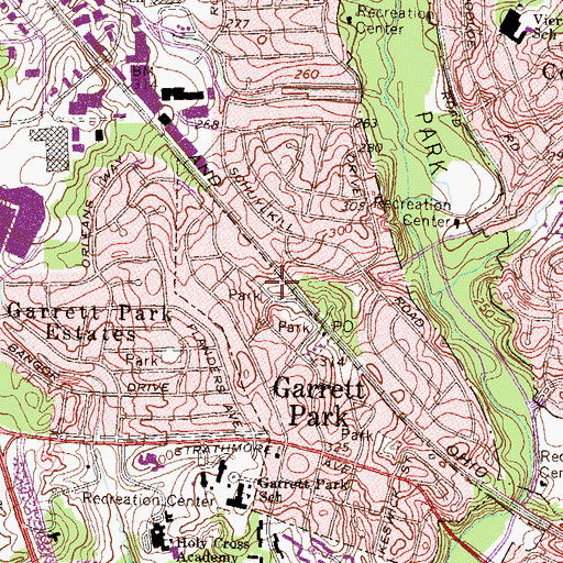 Topographic Map of Waverly Park, MD