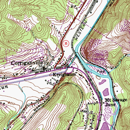Topographic Map of Corriganville School (historical), MD