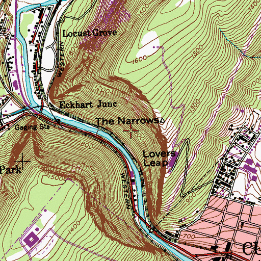 Topographic Map of Wills Mountain State Park, MD