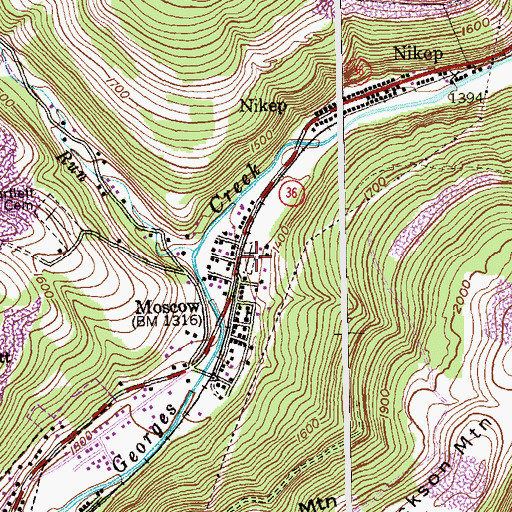 Topographic Map of Moscow Mills Cemetery, MD