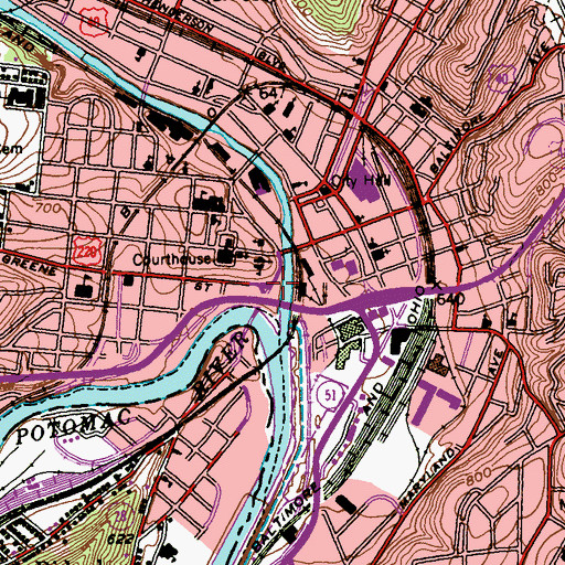 Topographic Map of Riverside Park, MD