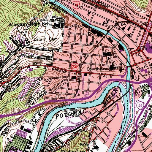 Topographic Map of West Side Elementary School, MD