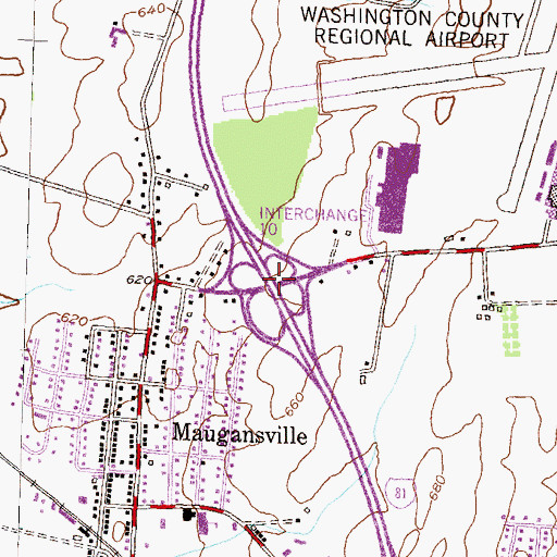 Topographic Map of Interchange 10, MD