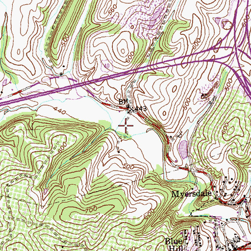 Topographic Map of Kirk Woods, MD