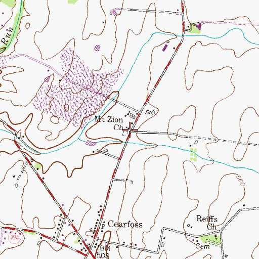 Topographic Map of Mount Zion Graveyard, MD