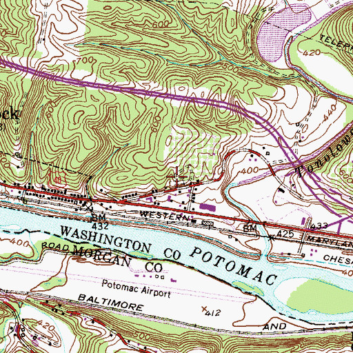 Topographic Map of Riverview Cemetery, MD
