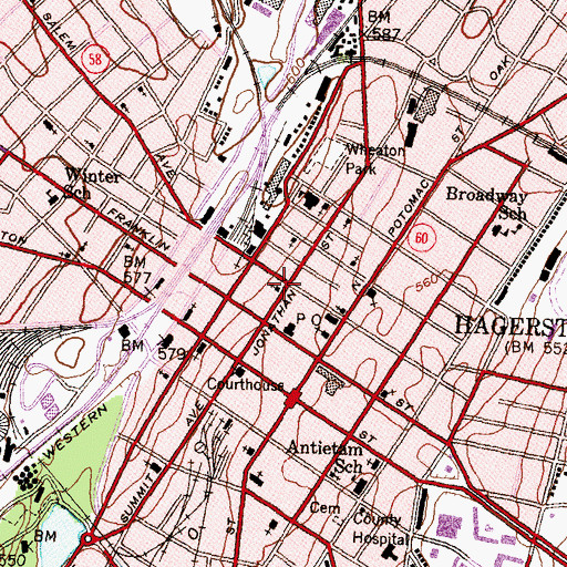 Topographic Map of Asbury United Methodist Church, MD