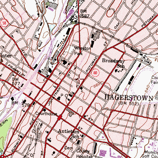 Topographic Map of Ebenezer African Methodist Episcopal Church, MD