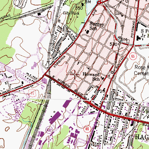 Topographic Map of South Hagerstown Fire Company Engine 5, MD