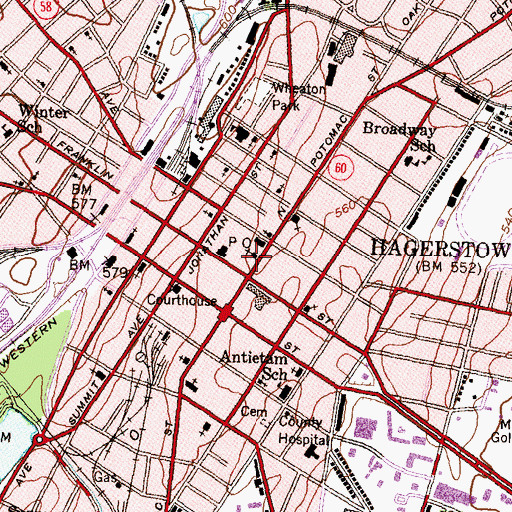 Topographic Map of John Wesley United Methodist Church, MD