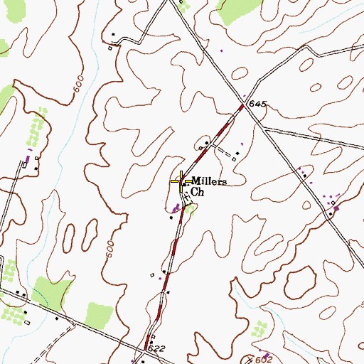 Topographic Map of Miller Chapel, MD