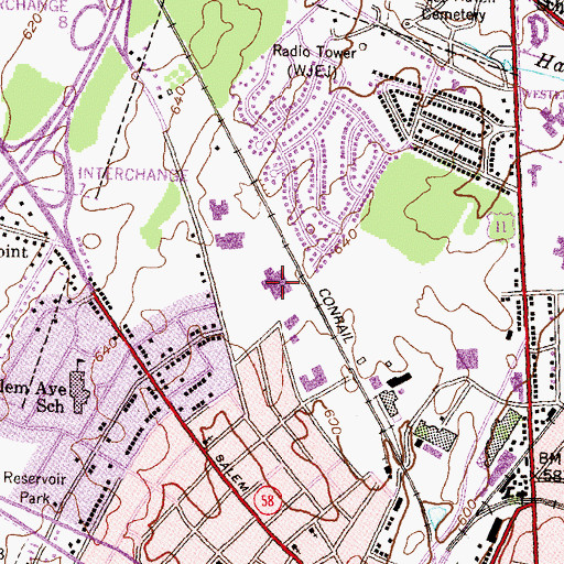 Topographic Map of Western Heights Middle School, MD